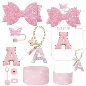 Set of 8 Tumblers for 30oz and 40oz, Including Straw Lid, Spill-Proof Plug, Cup Chain, Initial Stickers, Perfect Gift Idea, Tumbler Replacement Lid, Drinking Gadgets
