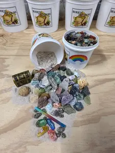 THE MINI RAINBOW - QUART SIZED NATURAL CRYSTAL RAW STONE MINIG BUCKET