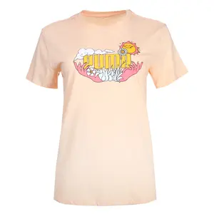 PUMA Womens Nature Inspired Graphic Crew Neck Short Sleeve Casual Tops Casual - Orange PUMA Womens Nature Inspired Graphic Crew Neck Short Sleeve Casual Tops Casual - Orange