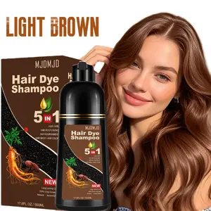 MJDMJD Instant Herbal 5 in 1 Light Brown Hair Dye Shampoo Covering Grey Hair,All-in-One Hair Color Nourishes - Natural & Healthy Plant Ingredients Hair Dye in Minutes,Easy to Use At Home,Unisex,Haircare,Christmas Gift
