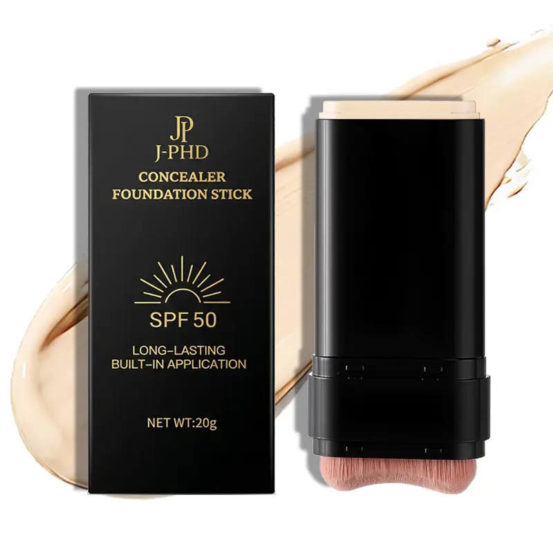Foundation Stick,2 in 1 Dual-Ended Long-Lasting & Waterproof Concealer Korean Foundation Contour Sticks,Contouring Foundation with Brush,Full Coverage Matte Finish for Face Makeup