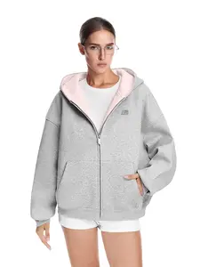 FDR Oversized Contrast Lining Zip Up Hoodie Unisex Heavyweight Womenswear Everyday  Sweatshirts Soft Casual  Tops Pullover #valentinesday #tiktokshopjumpstartsale #valentinesdaygift SpringStatements