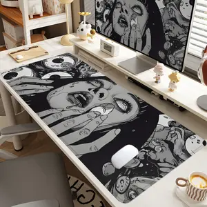 1pc Extra Large Dark Art Mouse Pad Comic - Style Desk Pad,Computer Keyboard Mousepad with Non - Slip Rubber Base Durable Stitched Edge Perfect Gift for Home and Office, Desktop accessory, Gaming Desk Accessory, Office Desk Accessories