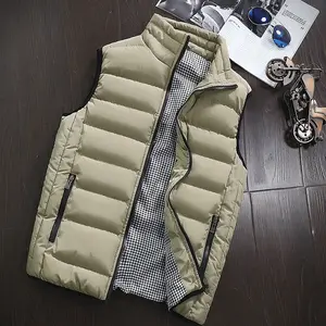 Men's Fashion Menswear Vest - Polyester Sleeveless Collared Neck Zipper Waistcoat, Autumn-Winter Casual, Windproof, Versatile Stylish Beige Top