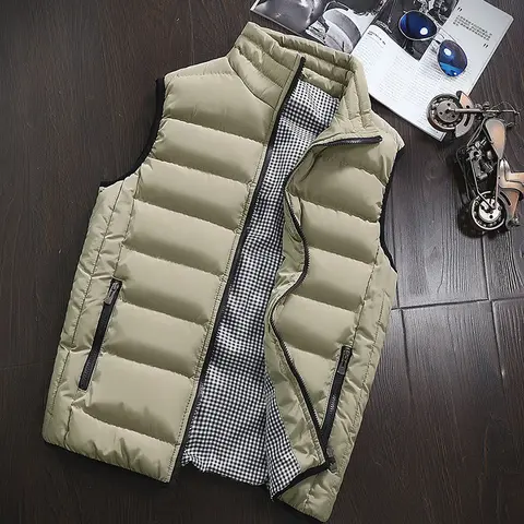 Men's Plain Stylish Mock Neck Sleeveless Windproof Polyester Woven Waistcoat Vest - Zipper-Closure Menswear Mens Clothing Fashion Gilet for Autumn Winter Commute, Gray