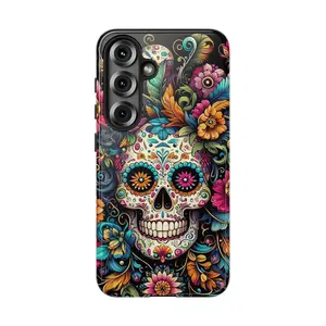 Floral Sugar Skull Phone Cover Dia De Los Muertos Protective Case Phone Mexican Inspired Case, Gift For Friend,Tough Case Phone,Magsafe Tough Phone, IP 17,16 15, 14, 13, 12, 11, X, Pro, Pro max, Plus, SS21-25, Ultra