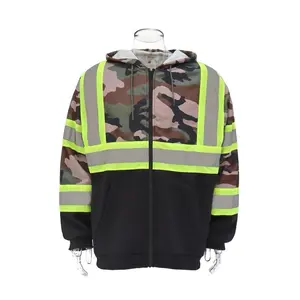 Reflective camo sweater with hood