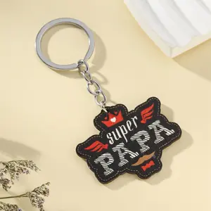 1pcs Father's Day Gift Super Papa Wood Keychain Pendant, Dad Car Backpack Hanging Ornament