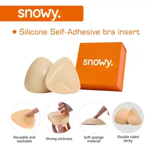 Women's Seamless Invisible Bra Cups - Bodycon Backless Reusable Snowy Sticky Double-Sided Adhesive Push-Up Lift Inserts, Soft Fabric Casual Workwear Accessories for Daily Wear & Swimming, No-Sew Washable Womenswear Style Silk Clothes