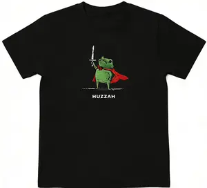 Huzzah Frog Renaissance graphic tees Faire Frog Funny DnD shirt Medieval Fantasy Gamer Gift y2k cotton fashion Streetwear Comfort Shortsleeve Casual Top Trending