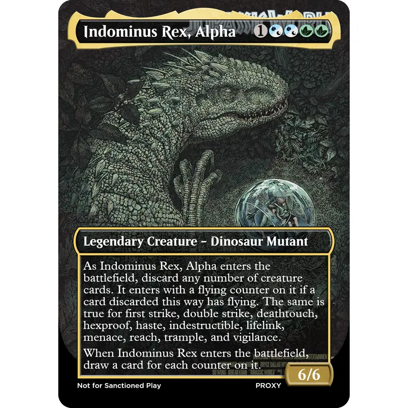 indominus rex mtg card Commander Deck EDH Deck Rex, Alpha 100 Magic Cards – Moonveil Games Jurassic World Collection (REX) #14 Illustrated by Miro Petrov Magic Indominus Rex! (Rawr) #packaday #mtg