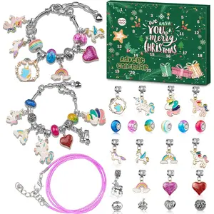 Advent Calendar 2025 Girls Unicorn Charm Bracelets Making Kit, 24 Days of Christmas Advent Calendars for Teens Kids Age 6-12, Unicorns Gifts for Girls 6 7 8-10 Girl Craft Toys Countdown Calender.