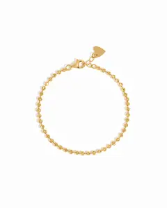 Sami Jewels Diamond Cut Ball Chain Bracelet, 925 Sterling Silver Bracelet, 14K Gold Plated Bracelet, Stackable Bracelet, Chain Bracelet, Beaded Bracelet - Matching Necklace Available!