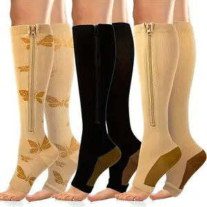 3 pairs of sports zipper socks, compression socks, pressure socks, venous elastic socks