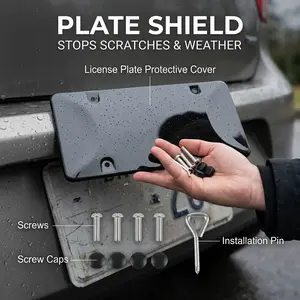 2 Pack License Plate Covers, Front Rear Protectors, Durable Weather Scratch Resistant, Easy Install Screws Caps Included, Universal Fit Cars SUVs Trucks