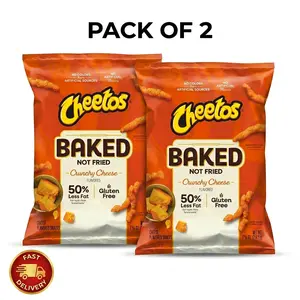 2 Pack Baked Cheetos Crunchy 50% Less Fat Cheese Flavored Snacks Bag, 7.625 oz Crispy Packed