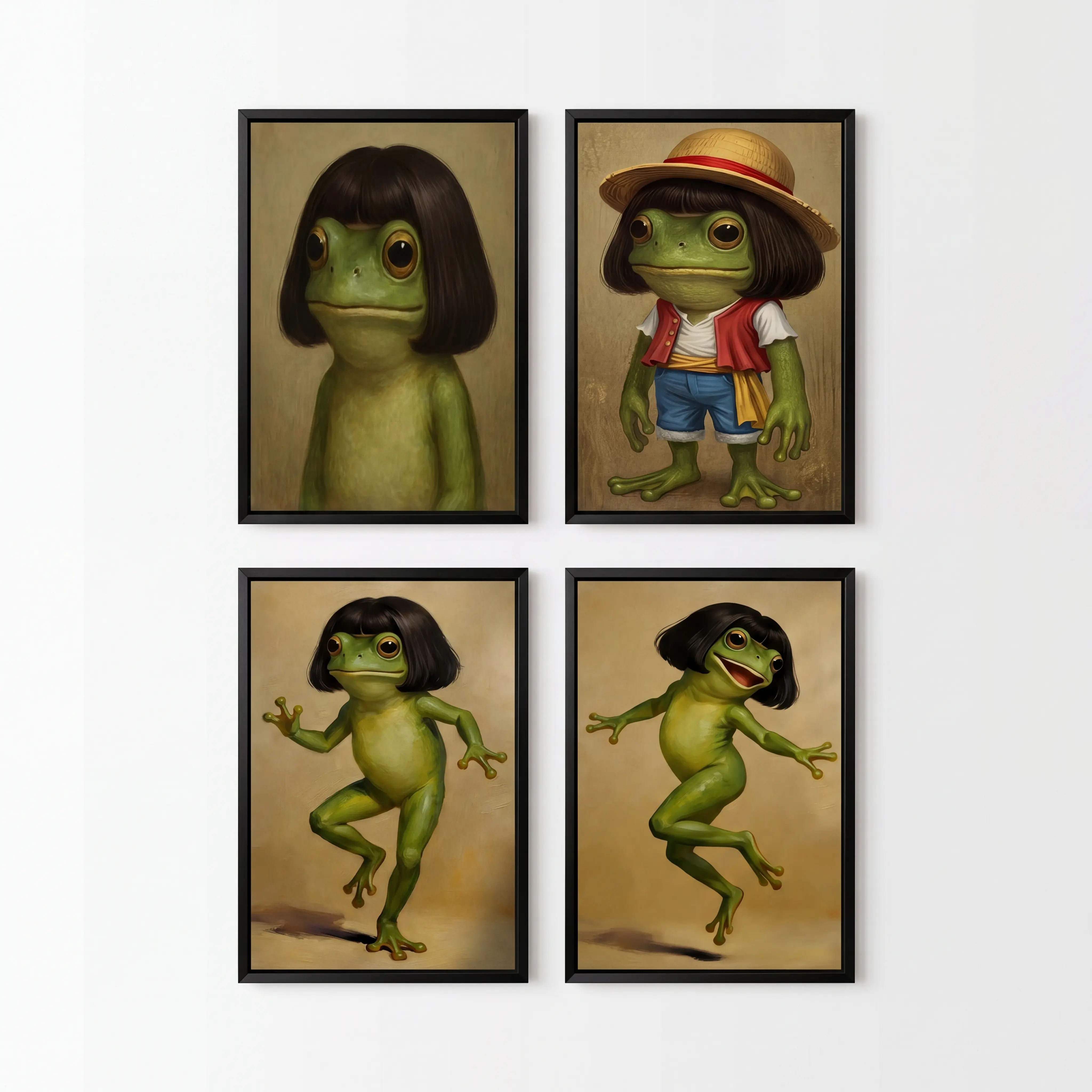 Frog with Bob Haircut Meme Poster, Funny Frog Art Decor, Animal Meme Decor, Hilarious Frog Lover Gift
