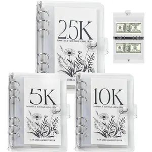 12-Month Money Savings Challenges Book with Envelopes, 3 Pcs Money Saving Binder, Money Binder for Cash Saving for Office, Home, School (2.5K+5K+10K)