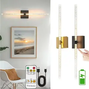 1/2-piece wall sconce, luxury crystal LED wall sconce, USB rechargeable, 4000mAh, magnetic installation with no wiring required, remote-controlled dimming, suitable for dining rooms, bedrooms, and bathroom mirrors