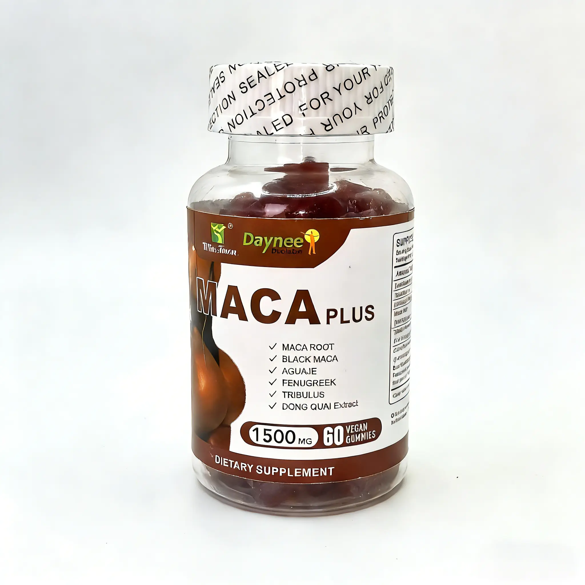 Wins Town Maca Plus Gummies 1500mg， Maca root, Tribulus terrestris, Saw Palmetto(Berry), Papaya, Black mac Powder, Fenugreek Powder, Dong quai Powder, Aguaje Fruit Powder, 60 Capsules, Vegan, Gluten-Free, Non-GMO - Dietary