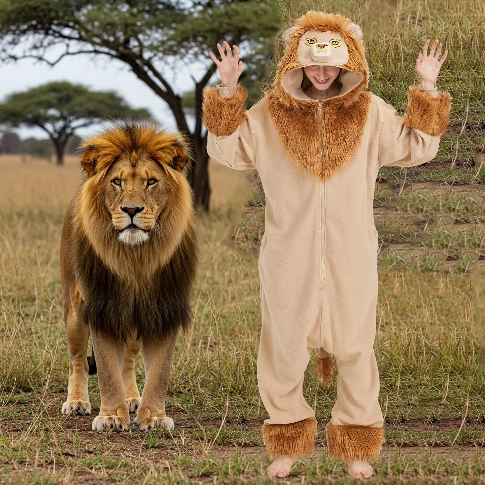 Lion Halloween Costume Set, Animal Costume Cosplay   lion fursuit able
