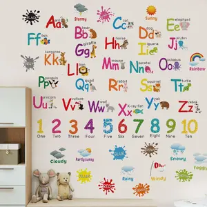 Alphabet & Number Wall Sticker, 2 Counts/set Colorful Weather Wall Decal, Decorative Decal, Educational Home Decor for Classroom & Bedroom & Living Room, Sticker Decorations, Wall Art Stickers