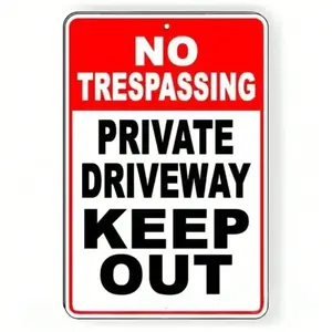 Driveway Shield No Trespassing Sign Durable Aluminum Warning Sign for Private Driveway Keep Out Outdoor Protection Weather Resistant