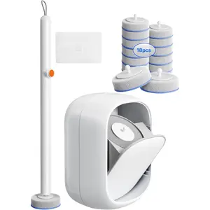 Disposable Toilet Cleaning System - Toilet Wand Kit with 18 High-Performance Refills, Wall Mounted Brush and Holder for Deep Cleaning Bathroom (Brush + 18 Refills)Bathroom Toilet Cleaning ，Bowl Cleaner Brush with Holder for Bathroom Deep Cleaning