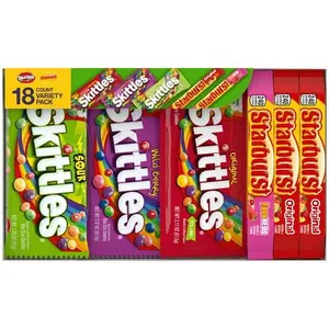 (W)Mars Mixed Skittles & Starburst Variety Pack Chewy Candy Assortment -18 Bars Box