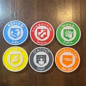 Call of Duty Zombie Coasters Perks Colorful Drink Coasters 3D Printed Collectible Set for Zombies Fans with Fun Design Aesthetic Tableware Iconic Nostalgic Thick Coasters
