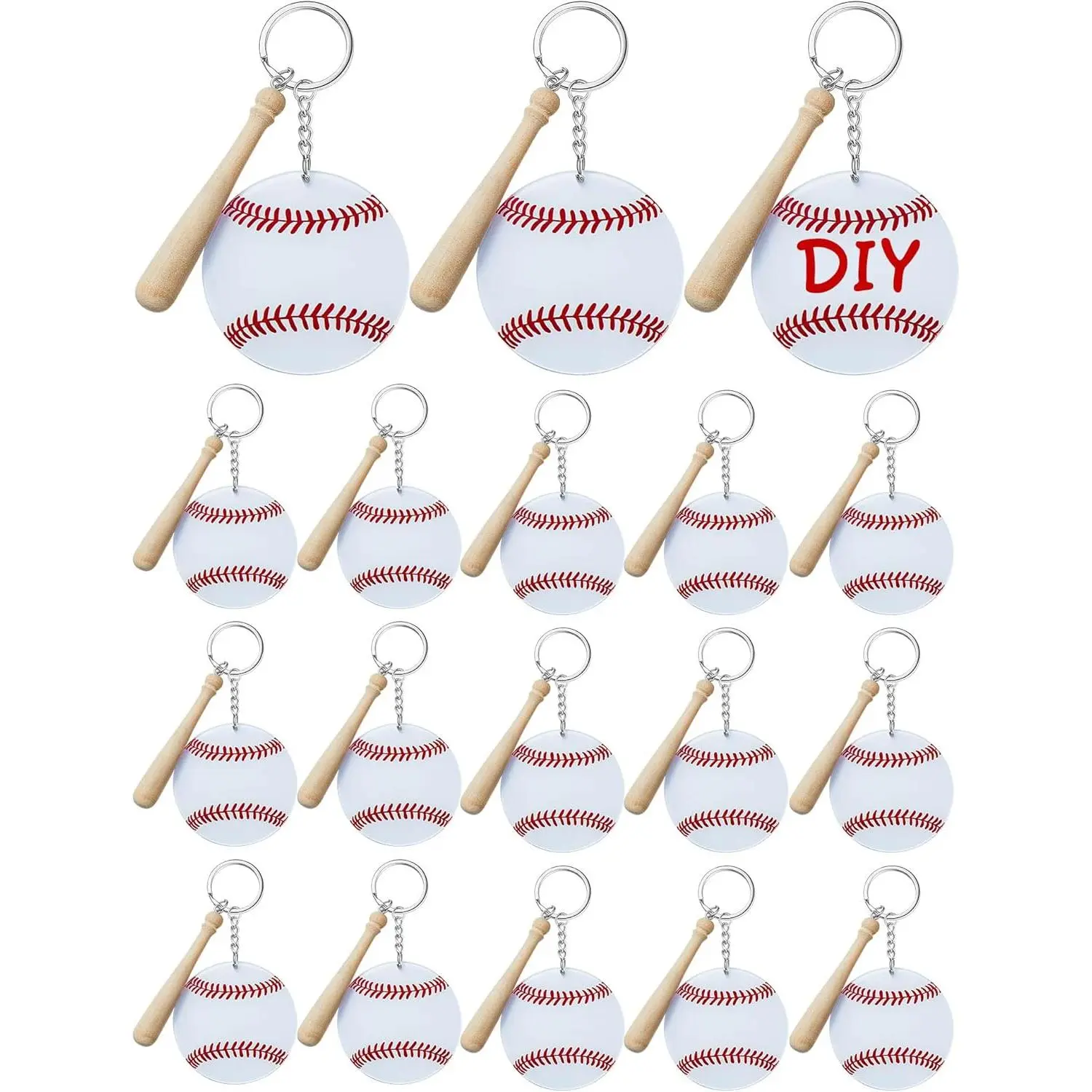 18 Set Large Size Baseball Softball   Bulk for Sublimation Vinyl Sticker DIY Softball Bag Tag(White,Baseball)