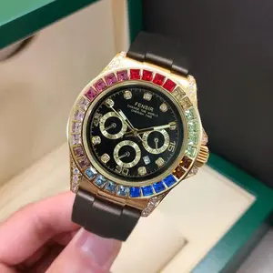Luxury Rainbow Diamond Bezel Watch: Stylish and Versatile Men's Quartz Watch【BIG ONE WATCH】