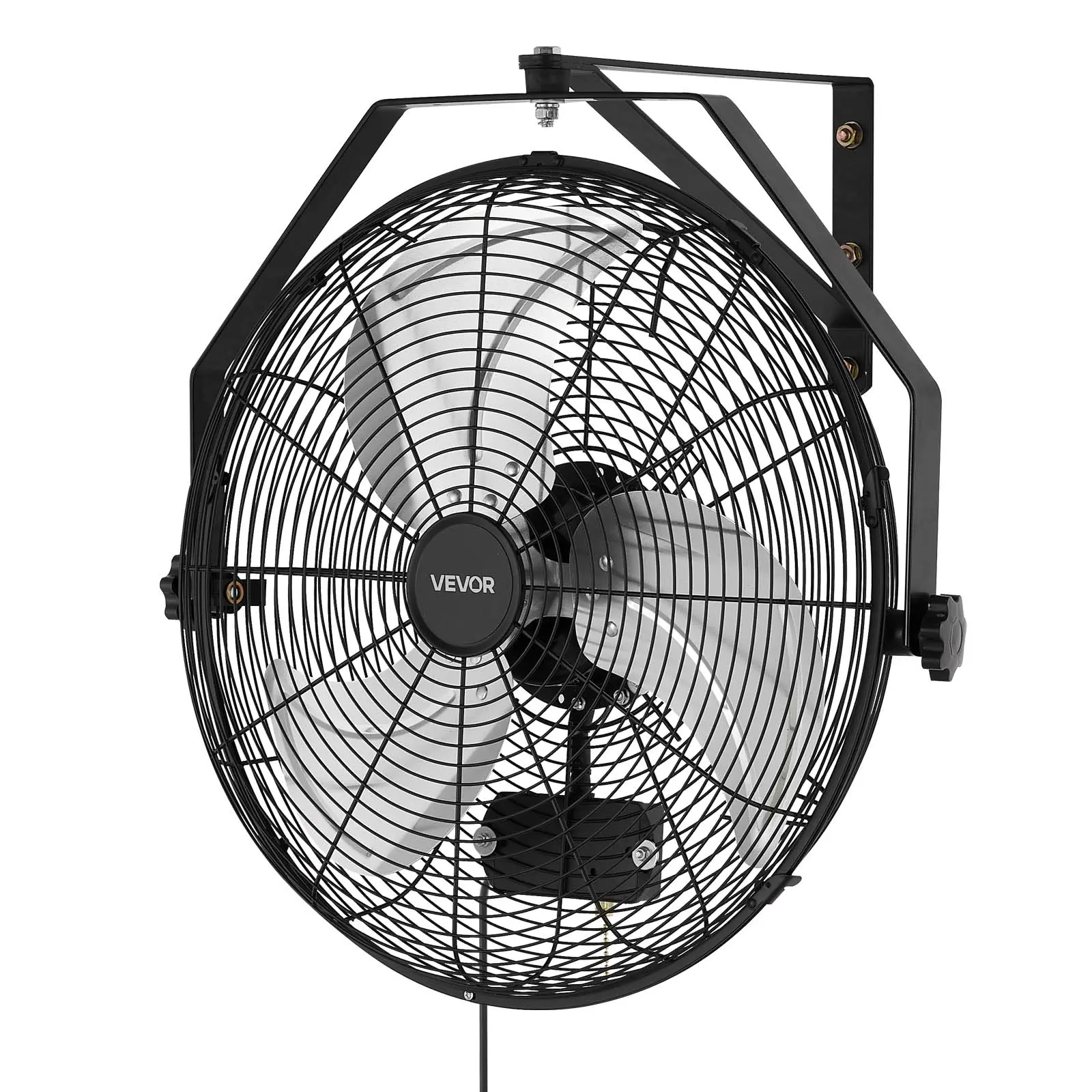 VEVOR 18-in Cooling Wall-Mounted Fan, IP44-Rated Protection, 3-Speed Settings, Long Airflow Distance, Adjustable Oscillation Angle, Filterless Powered Fan for Industrial Use | Father's Day Gift, Cooling Wall-Mounted Fans, Dual-Speed Wall-Mounted Fans