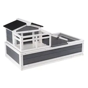 Wooden Tortoise Habitat Enclosure For Indoor And Outdoor Use, 3-Room Tortoise House Measuring 44x25.6x24 Inches, Durable Reptile Enclosure With Secure Latching Doors And Ventilated Panels, Easy Assembly