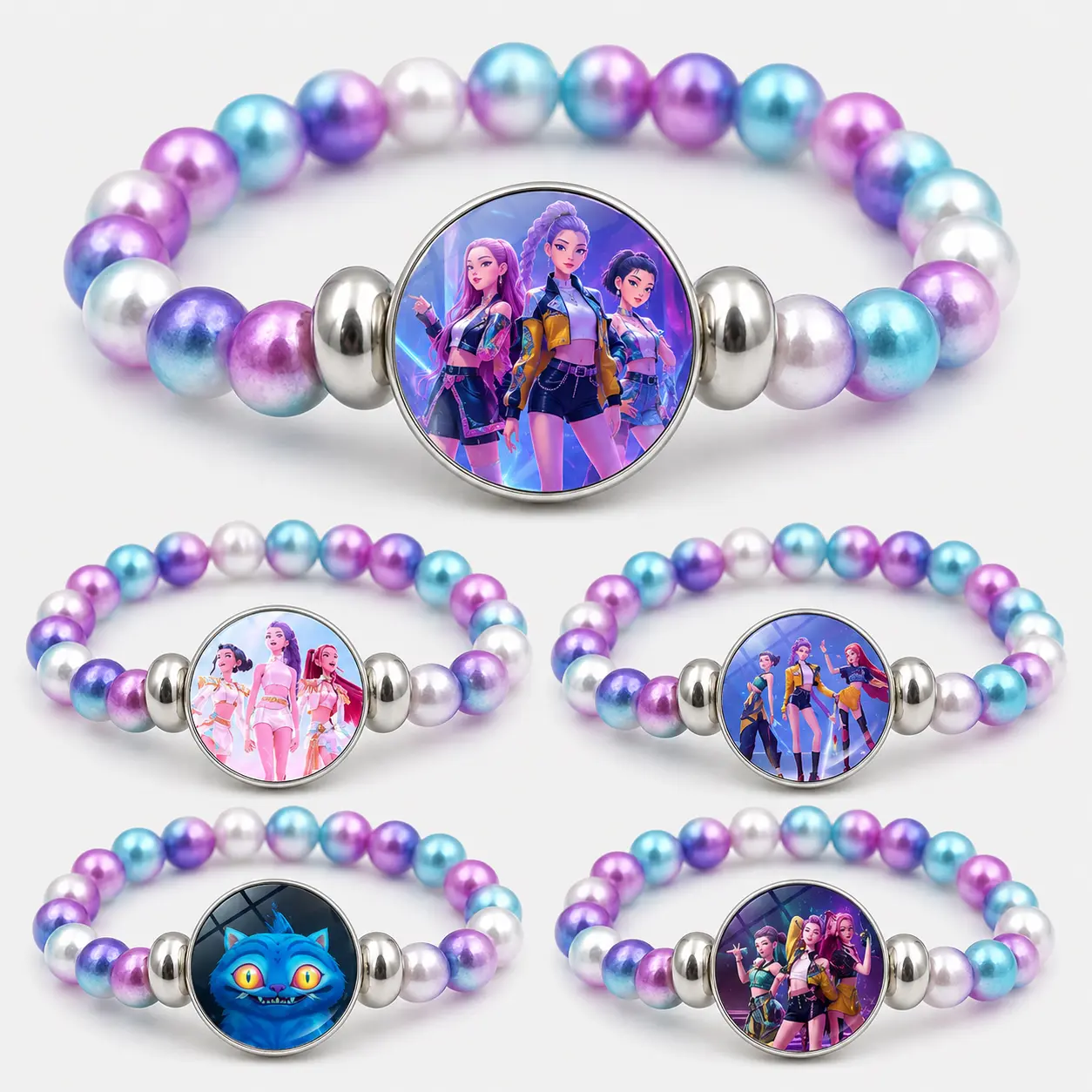 Cute Cartoon Beaded Bracelet for Girls – Fashion Wristband Christmas Gift