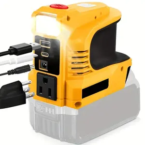 220W  | Compatible For Dewalt 20V Battery | DC 20V To AC 110V | Portable Power Station | 1 AC Outlet | 1 USB Port & 5A DC Round Port & 1 Type-C Fast Charging | 400LM LED Work Light | For Dewalt Power Tools | Home & Outdoor & Emergency Use