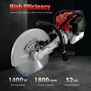 1400W Concrete Cutter Saw with Wet Cutting, 13" Blade & Depth Adjustment for Construction & DIY