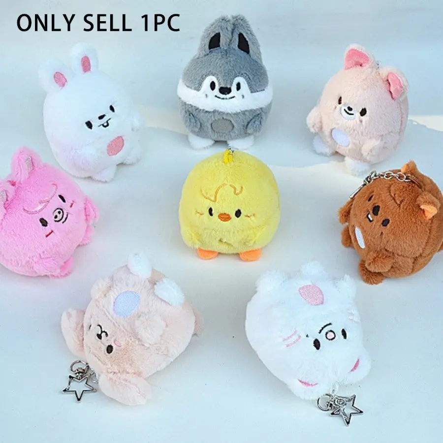 Cute Plush Animal Keychain, Egg Shape Pendant, Star Design, Available in Wolf, Chicken, Cat, Rabbit, Bear, Fox, Koala, Pig Styles, Cute Charms Keychain, Soft Keychain, Keychain for Bags, Keychain Kawaii