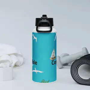 Stainless steel water bottle with a straw lid