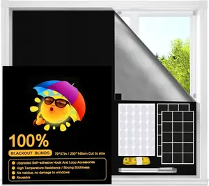 Blackout Window Cover, Upgraded Hook and Loop - Portable Shades No  and Longer Lasting,  Blackout Blinds for Window 79 x 57, Black Out Curtains for Bedroom and  Room 2m