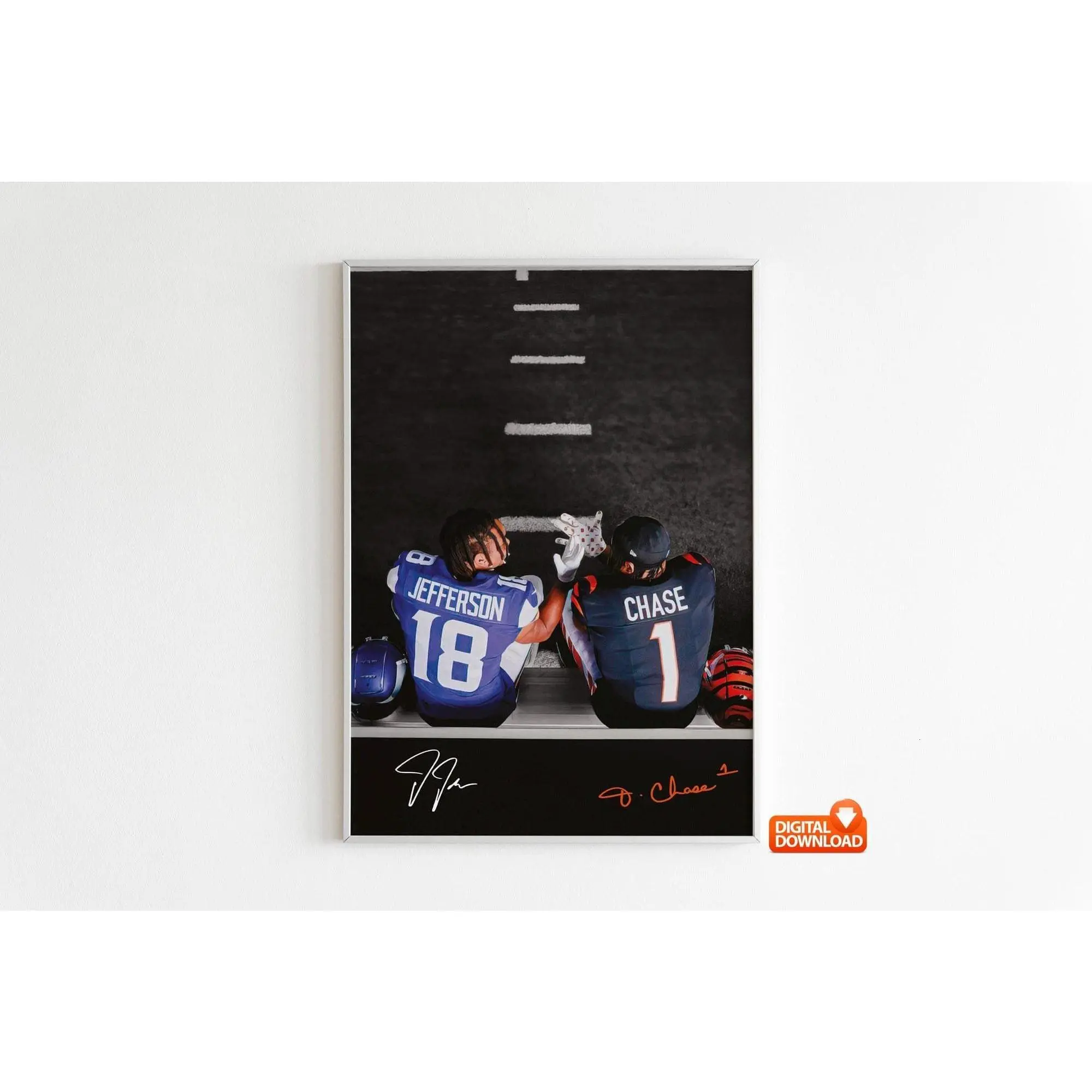 Justin Jefferson Poster, Ja'Marr Chase Poster, Signed Football Poster( Unframed - Print Only )