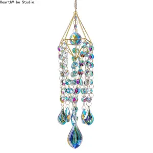 Handmade Crystal Window Hanging Wind Chime, Rainbow Maker, Indoor-Outdoor Garden Decor for Sports & Outdoor Camping & Hiking Hammock Settings,summervibes