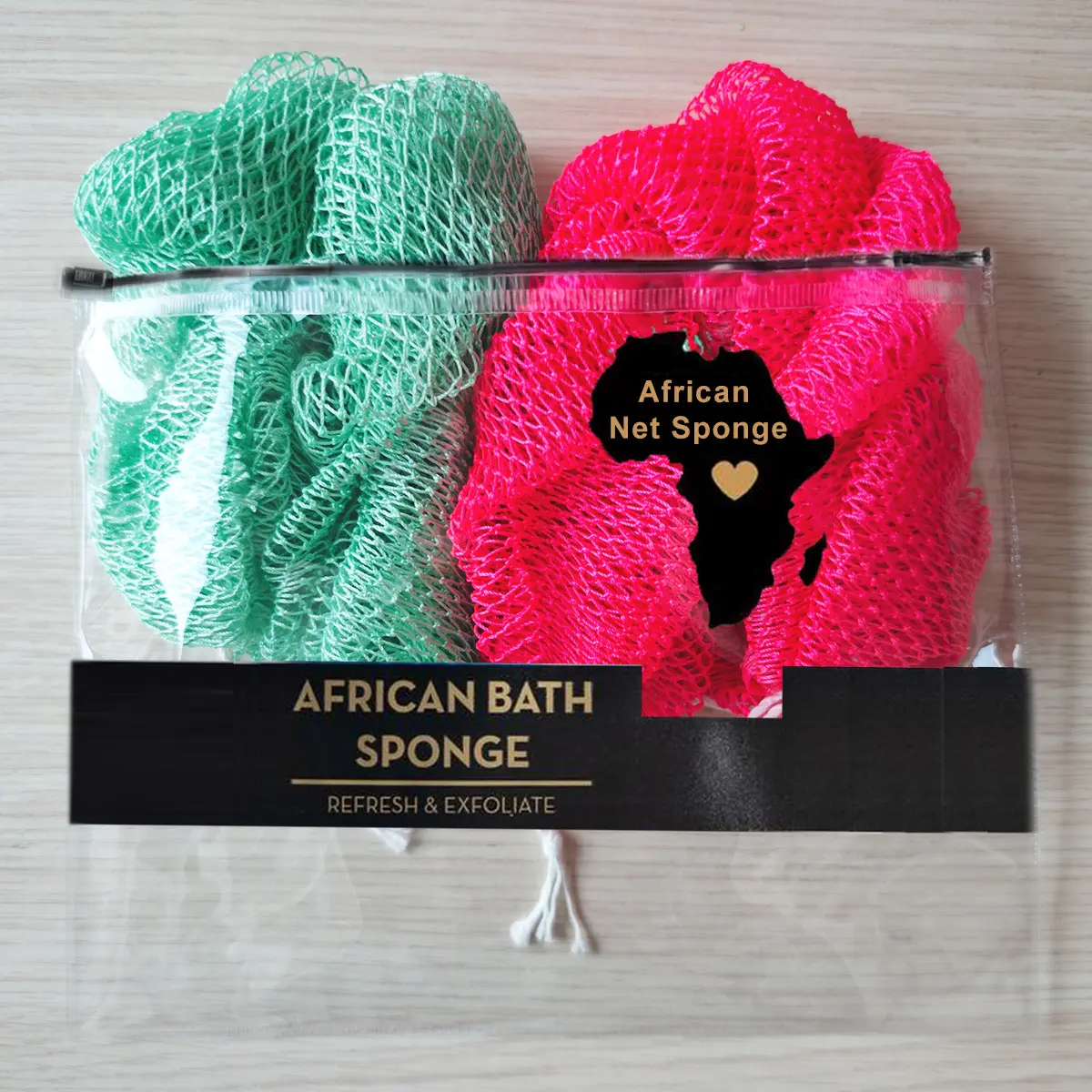 Authentic African Exfoliating Net Bath Sponge - Exfoliating Loofah, Cleaning Cloth Loofahs, Sponges & Poufs, Beauty Product for Adults with Normal Skin, Personal Bathing Accessory, Exfoliating Body Scrubber, Mesh Texture