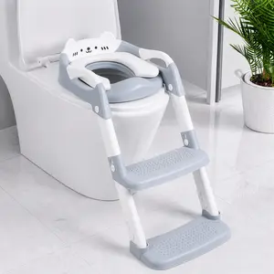 Orzbow Toddler Potty Training Seat with Step Stool, Adjustable Height, Non-Slip & Splash Guard, Cute Bear Design