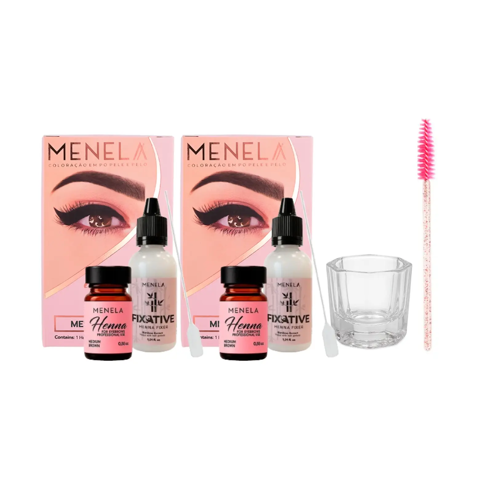 MENELA Brow Henna Kit, Eyebrow Tint Kit with Brush and Dappen Dish for Defined Brows, Easy DIY Application, Suitable for Home and Professional Use, Natural Finish