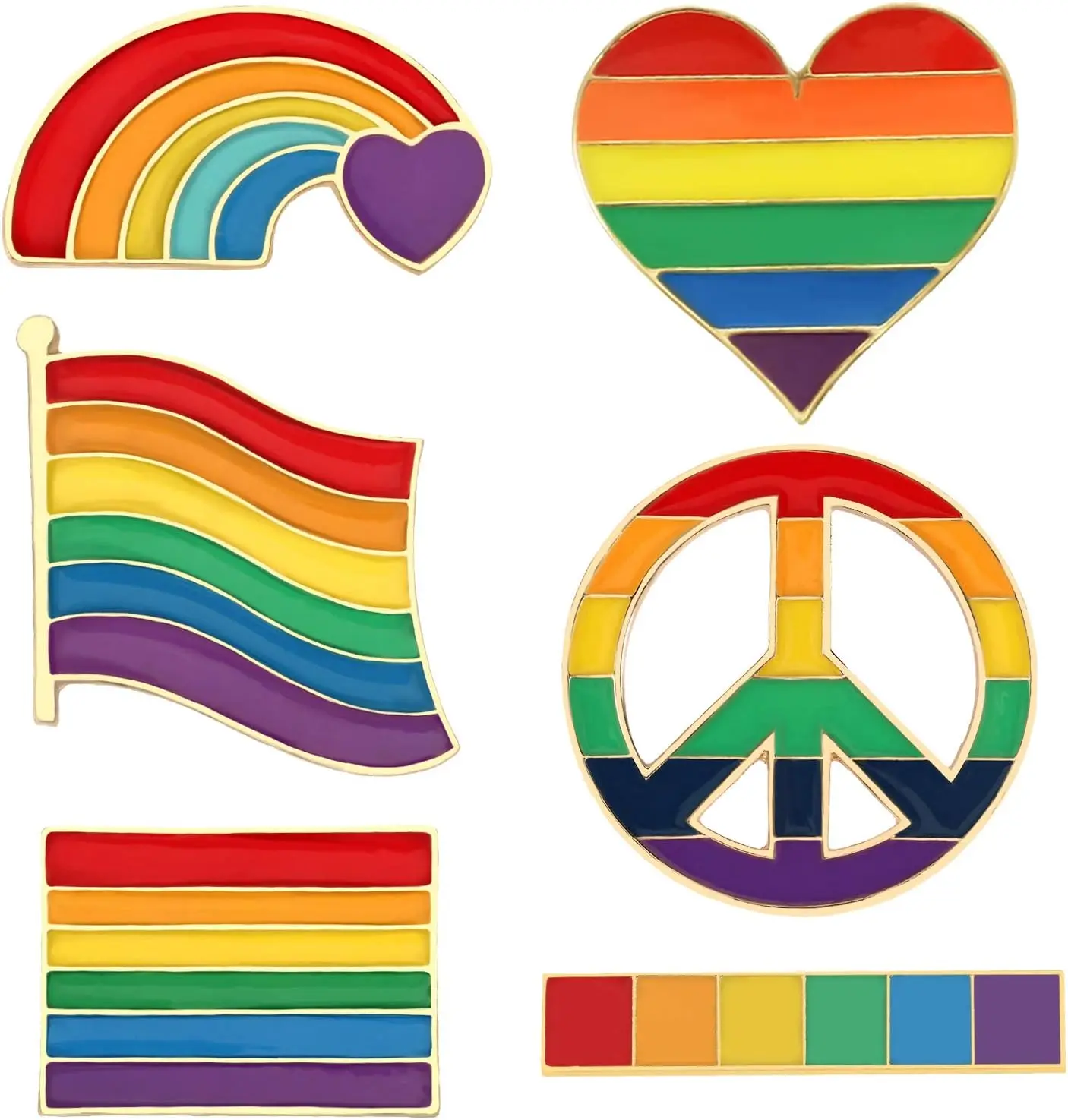 Pride Gay Rainbow Flag Lapel Pins Enamel LGBT Lapel Pins Rainbow Brooch Decoration for Clothes and Bags