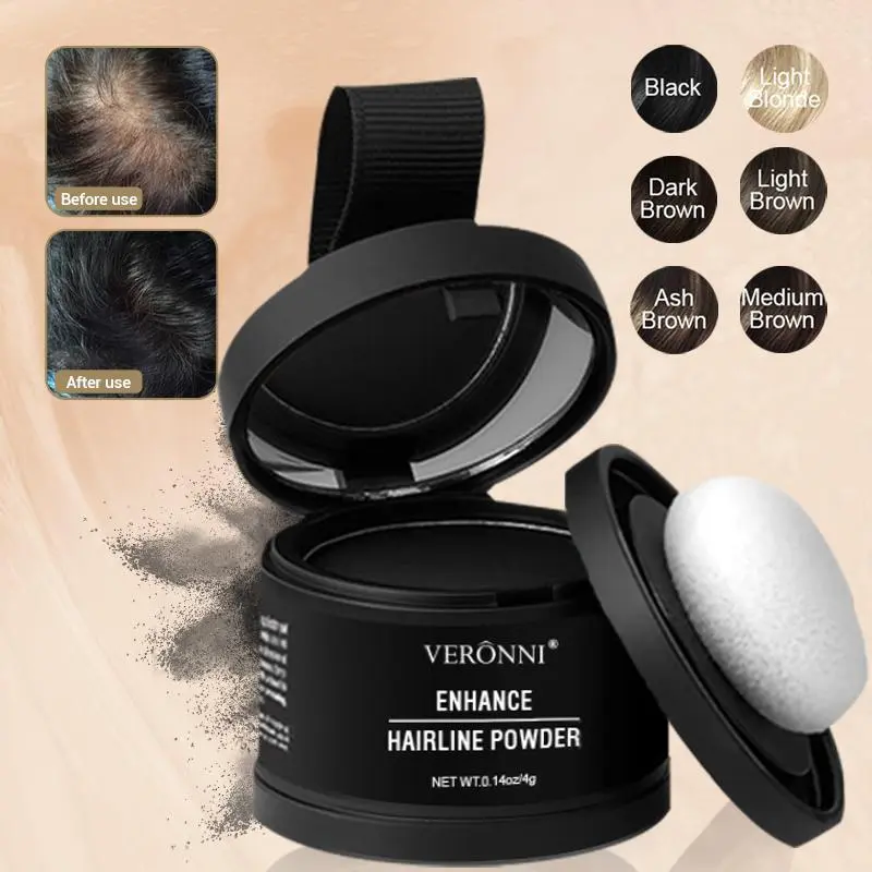 VERONNI Hairline powder instantly covers hair loss, root modification hair powder, hair accessory for men and women, hair fiber is used for thinning hair, all roots are covered, and it lasts for a long time. Haircare Pack hair texture powder