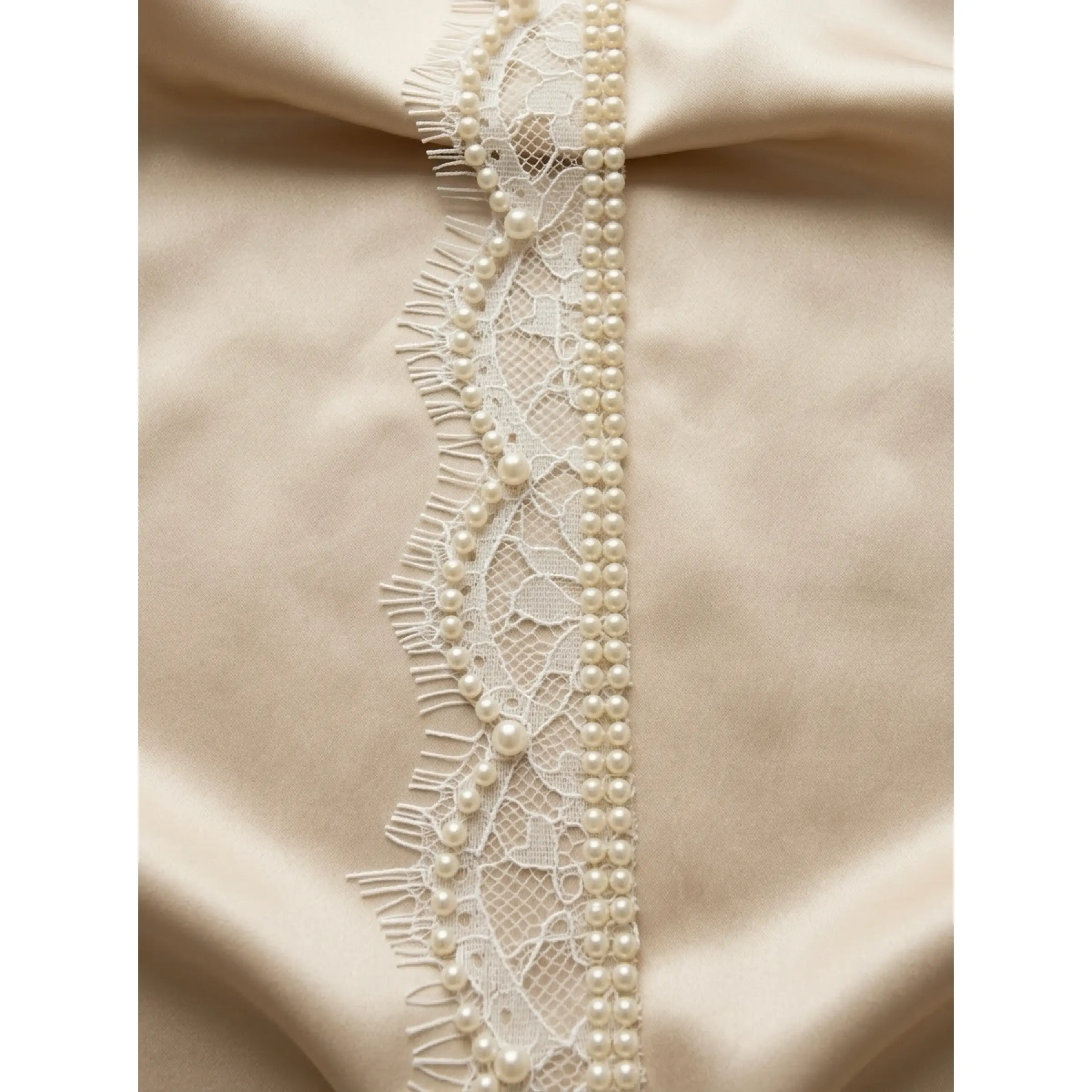Ivory Pearl Fringe Lace Trim, Eyelash Lace with Pearls, Bridal Lace Trim, Wedding Dress Trim, Delicate Beaded Lace Trim by the Yard