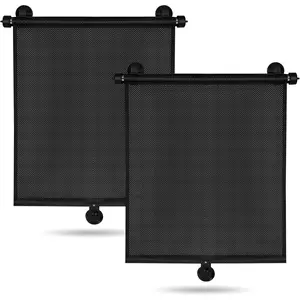 2 Pack  Side Window Sun Shade - Retractable  Roller Sunshadewith Reinforced Suction Cups, Drop Down UV Interior Sunshade,  Window Sunshade (15" x 17")
