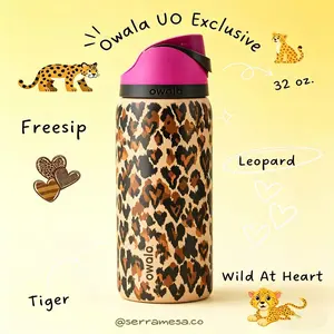 Owala FreeSip 32oz Water Bottle with Straw Insulated Stainless Steel Wild at Heart Cheetah Leopard Print